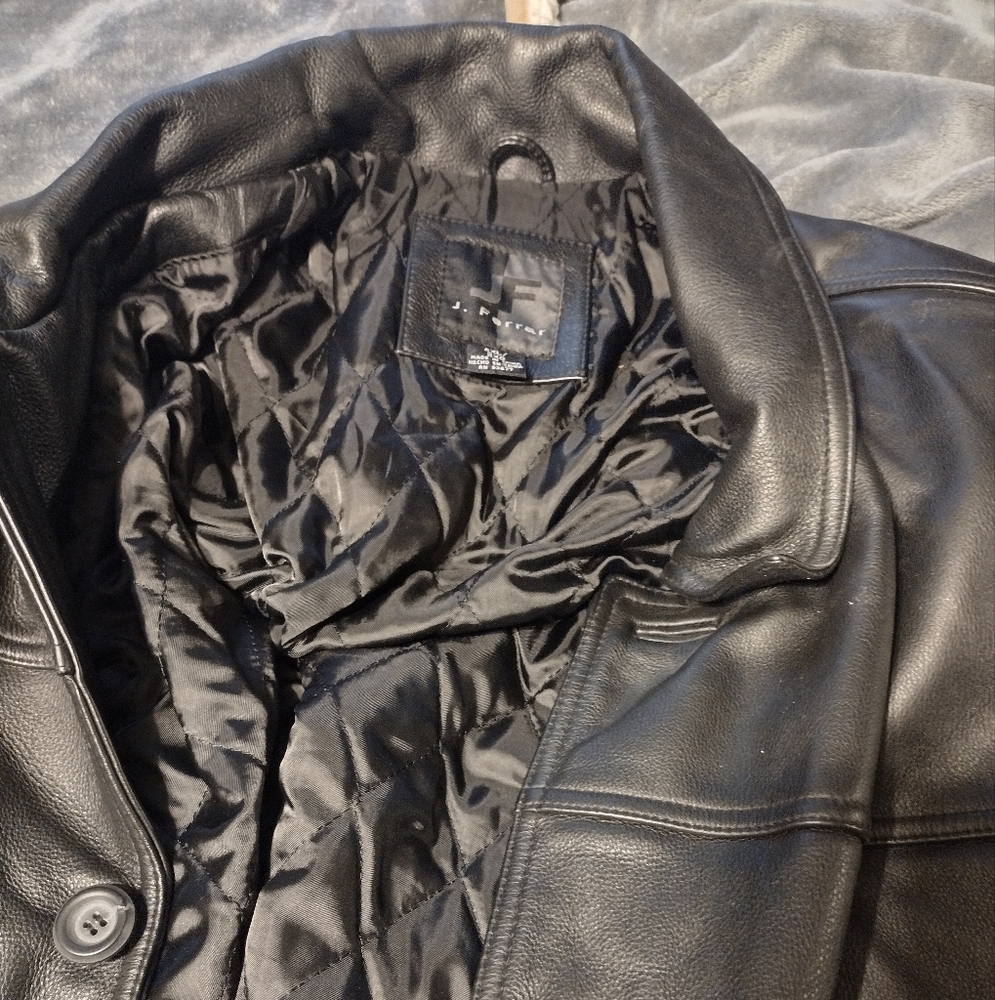 Classic Black Leather Bomber Jacket